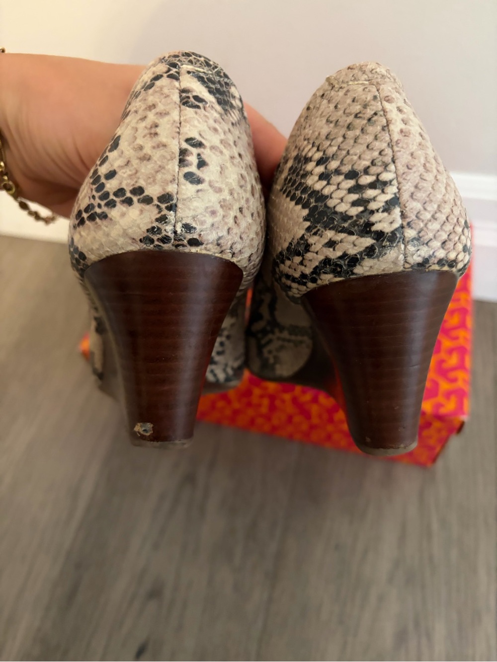 Tory Burch Python Wedge Heels - Picture 3 of 5